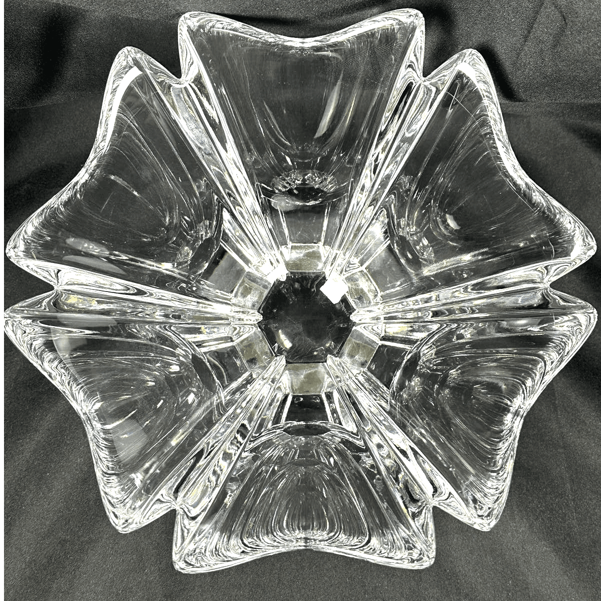 ORREFORS Sweden Crystal Orion Lars Hellsten Bowl Signed Vintage 1980's-10.25" - Thumbnail 4