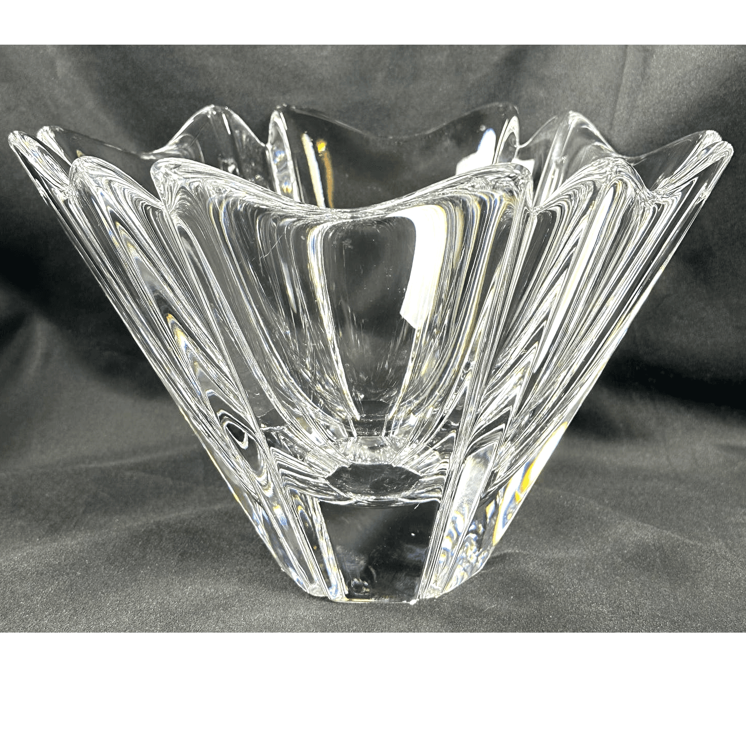 ORREFORS Sweden Crystal Orion Lars Hellsten Bowl Signed Vintage 1980's-10.25"