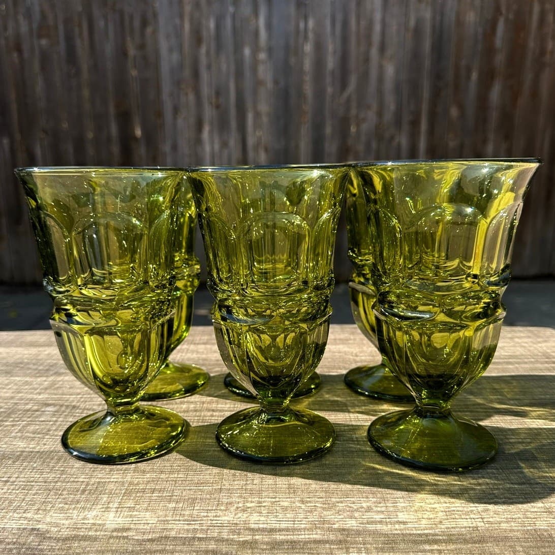 Fostoria Retired 1963-1982 'Argus Green' 6 5/8" Iced Tea Goblets-Set of 6 - Thumbnail 8