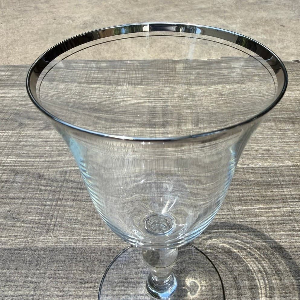 Glastonbury 'Lotus' Vintage 6" Wine Glasses-Platinum Rim-Set of 7 - Thumbnail 4