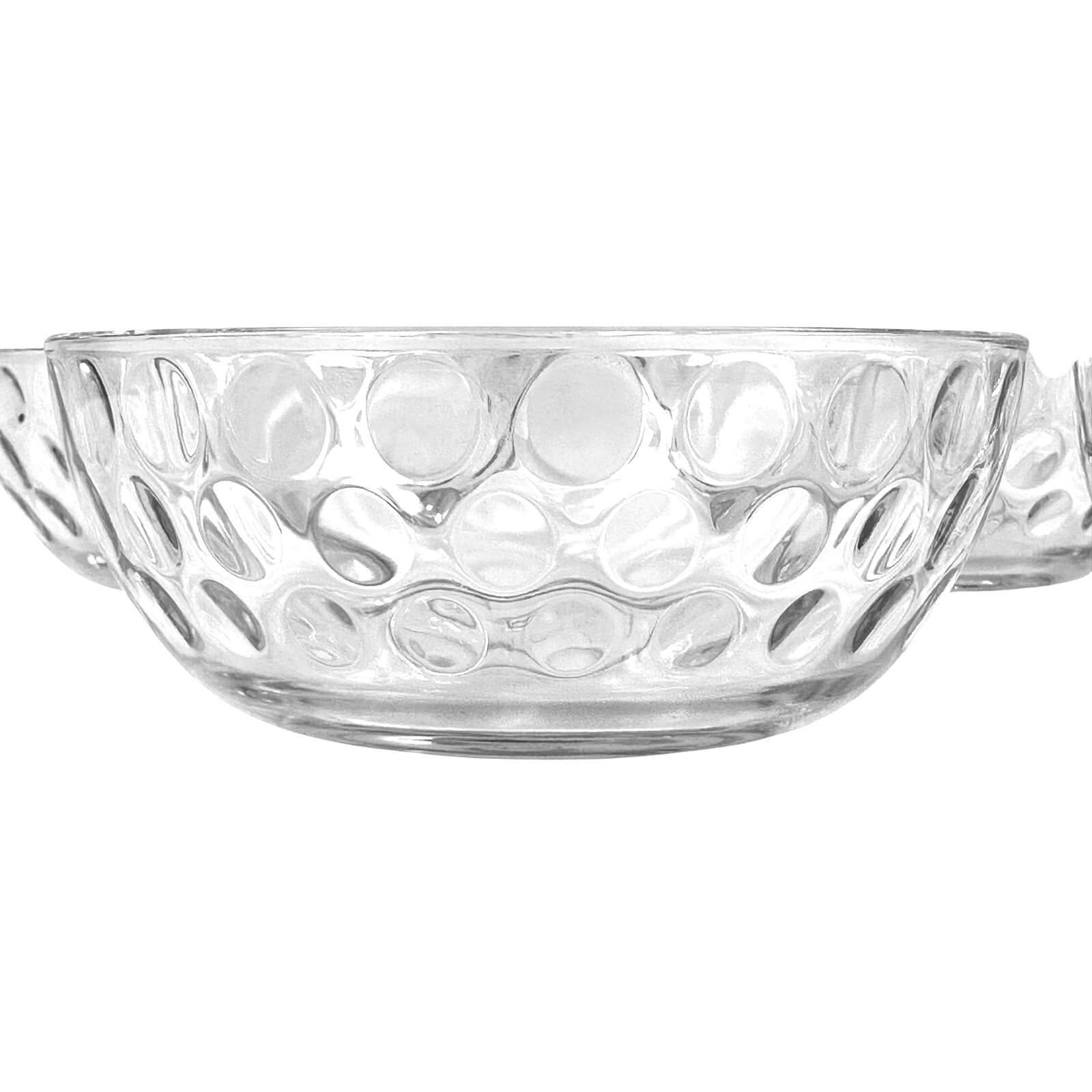 Clear Glass Dot Pattern Vintage Heavy Cereal Fruit Dessert Bowls-Set of 5 - Thumbnail 2