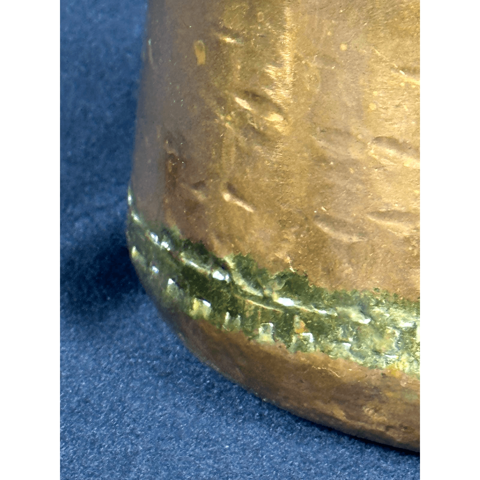 Turkish Hammered VTG Copper Pot Dovetail Seams Rolled Edge Forged Handles RARE - Thumbnail 9