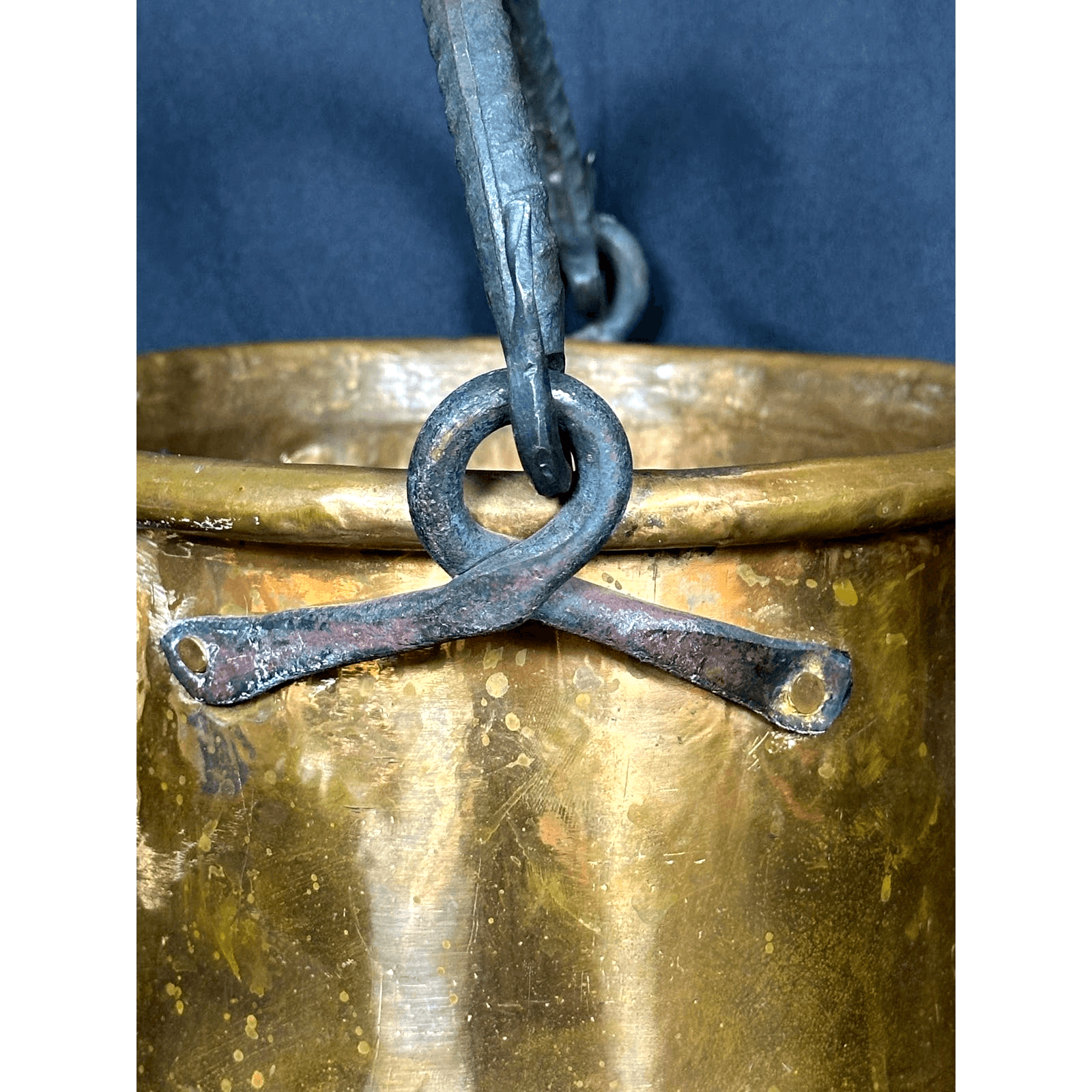 Turkish Hammered VTG Copper Pot Dovetail Seams Rolled Edge Forged Handles RARE - Thumbnail 4