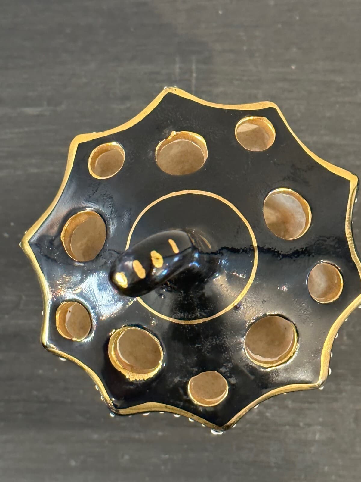 Vintage Mid-Century Italian Fima Deruta Black Gold Centerpiece & Desk Accessory - Thumbnail 5