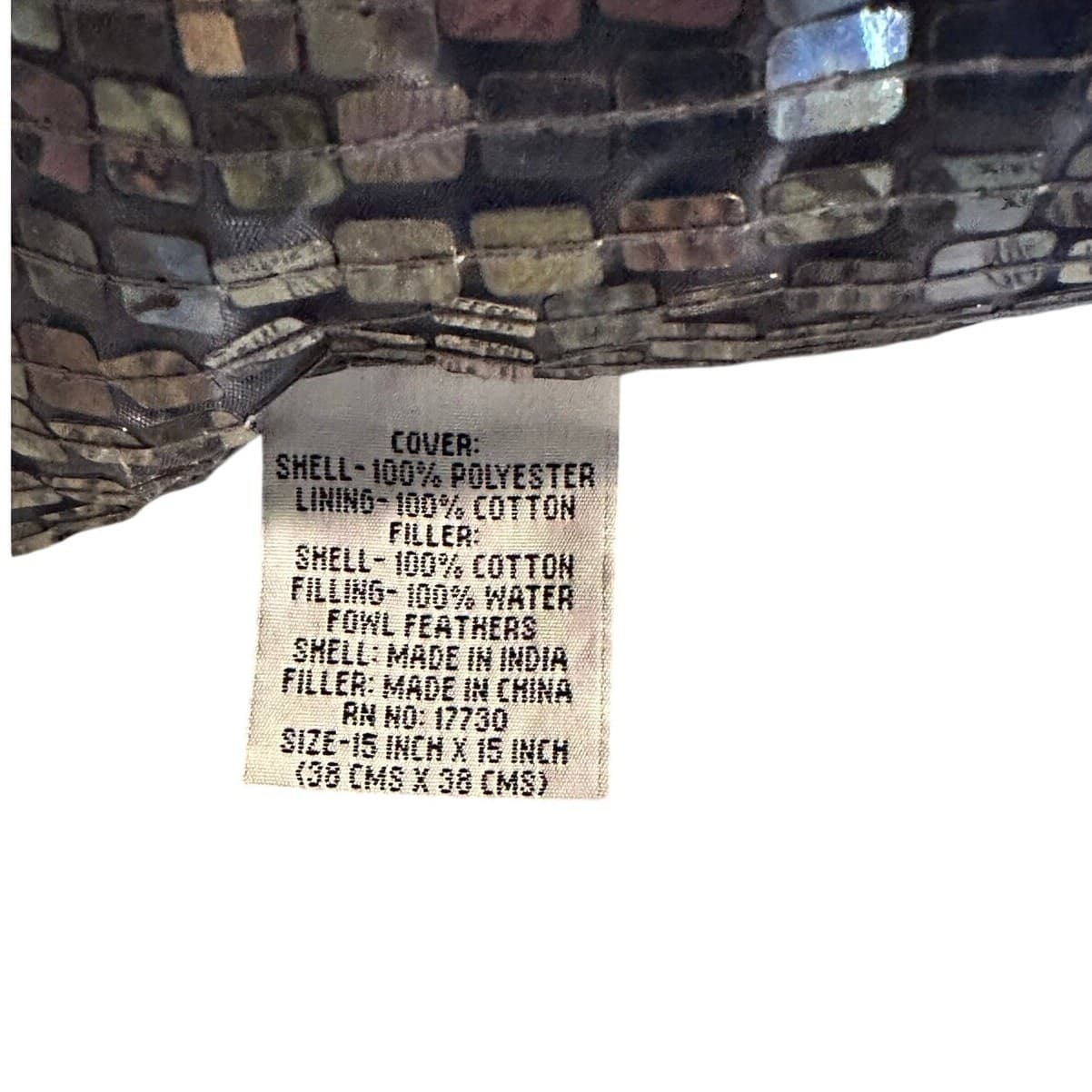 Modern Home 2005 Vintage Sequins 15" Lavender Square Pillow New w/Tag - Thumbnail 6
