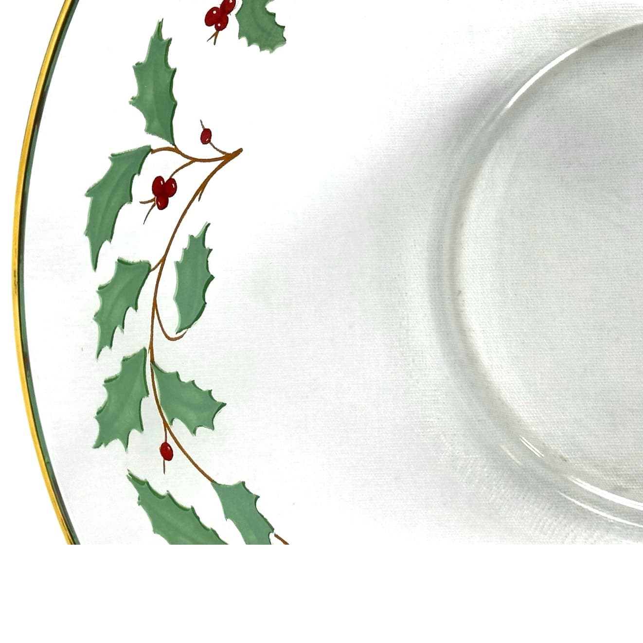 Arcoroc France Christmas Clear Holly Berries Vintage 9" Serving Bowl-Nice! - Thumbnail 5
