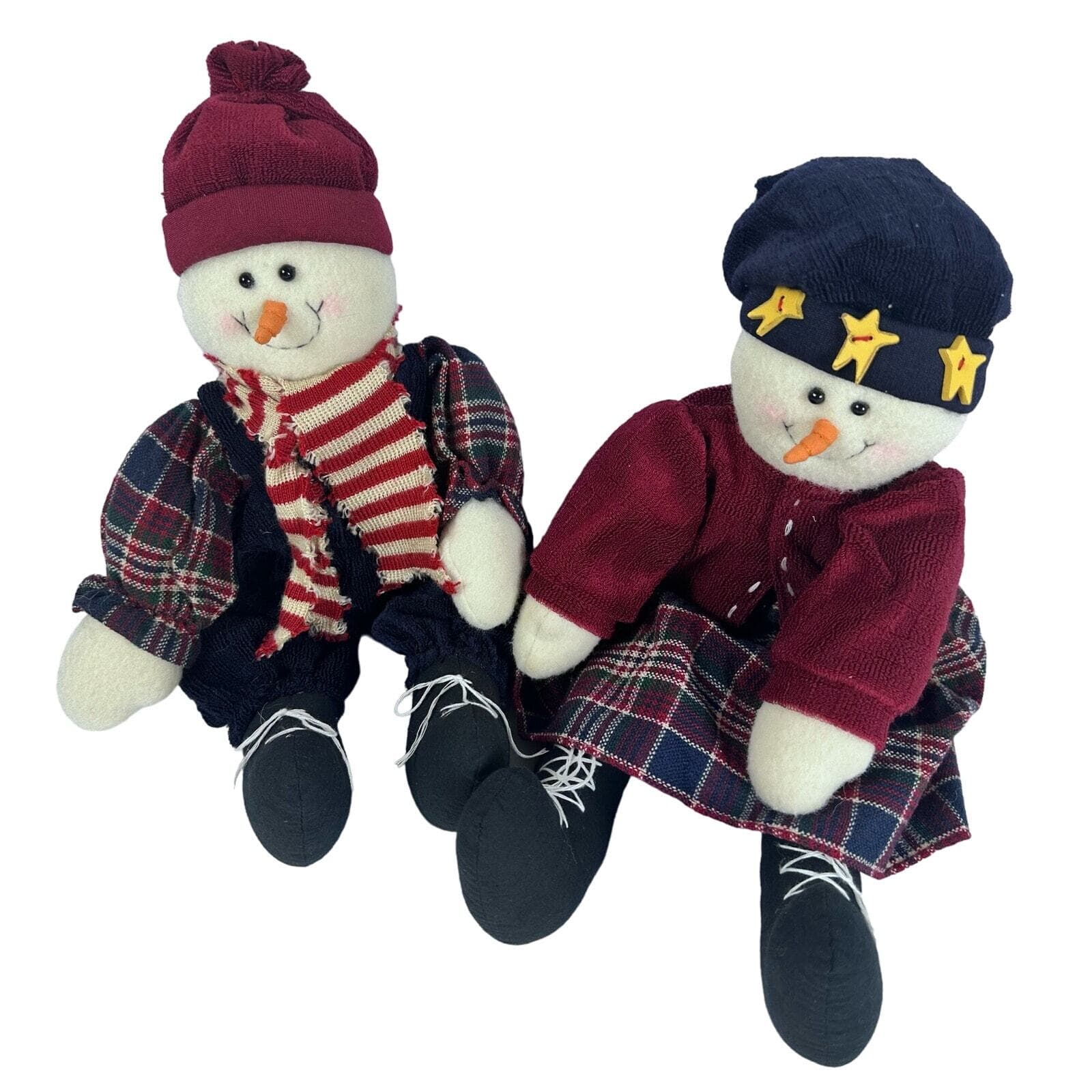 Raz Imports Snowman and Snowwoman Couple-Shelf Sitter Dolls-15 inches-Nice!! - Thumbnail 4