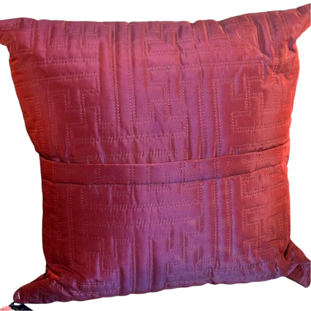 Nobility Quilted Geometric Design Square 17 x 17 Maroon Throw Pillow-New w/Tags - Thumbnail 3