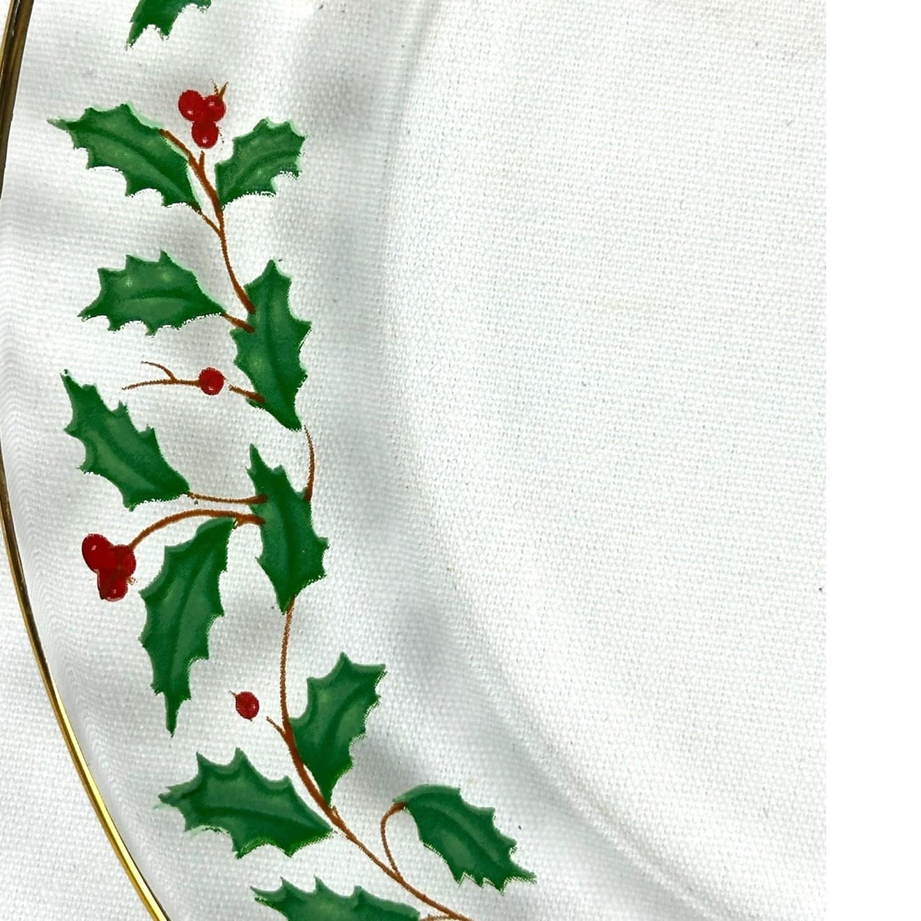 Arcoroc France Christmas Clear Holly Berries Gold Rim 8" Salad Dessert Plate(s) - Thumbnail 2