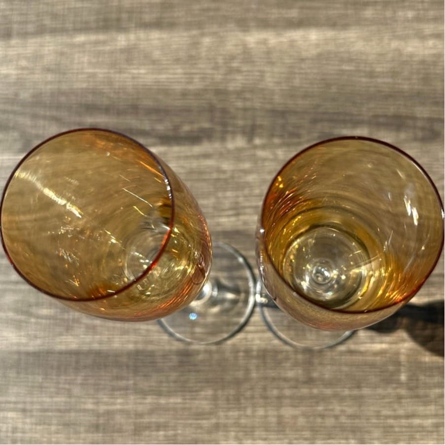 Colony 'Bijoux Amber' Bohemian Iridescent Champagne Flute Clear Stem-Set of 2 - Thumbnail 5