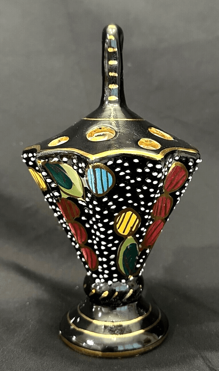 Vintage Mid-Century Italian Fima Deruta Black Gold Centerpiece & Desk Accessory - Thumbnail 9