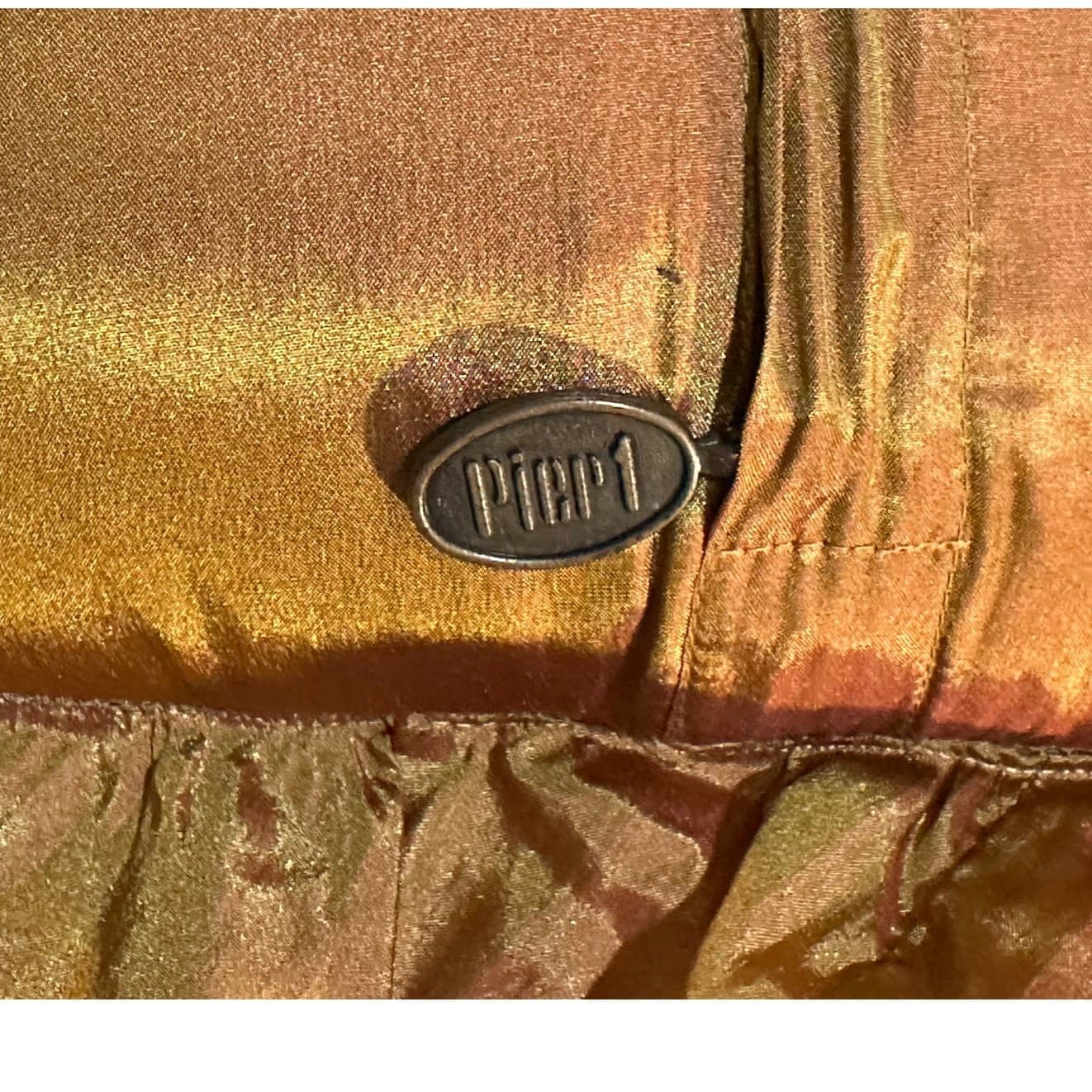 Pier 1 Satin 12" Ruffled Square Gold Iridescent Ruffled Throw Pillows-Set of 2 - Thumbnail 4