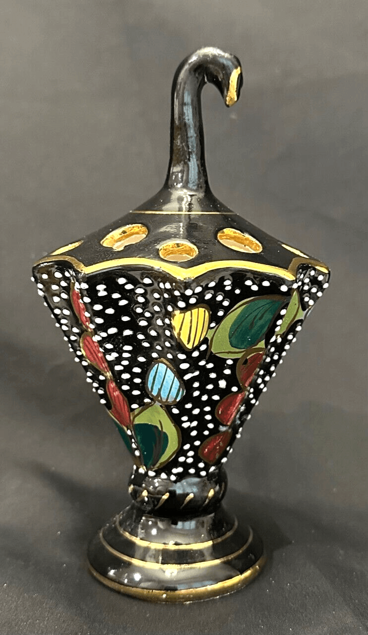 Vintage Mid-Century Italian Fima Deruta Black Gold Centerpiece & Desk Accessory - Thumbnail 8