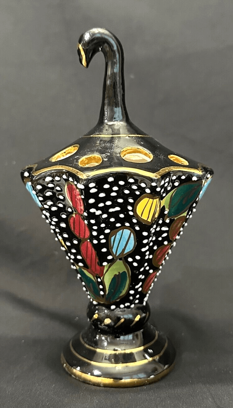 Vintage Mid-Century Italian Fima Deruta Black Gold Centerpiece & Desk Accessory - Thumbnail 6