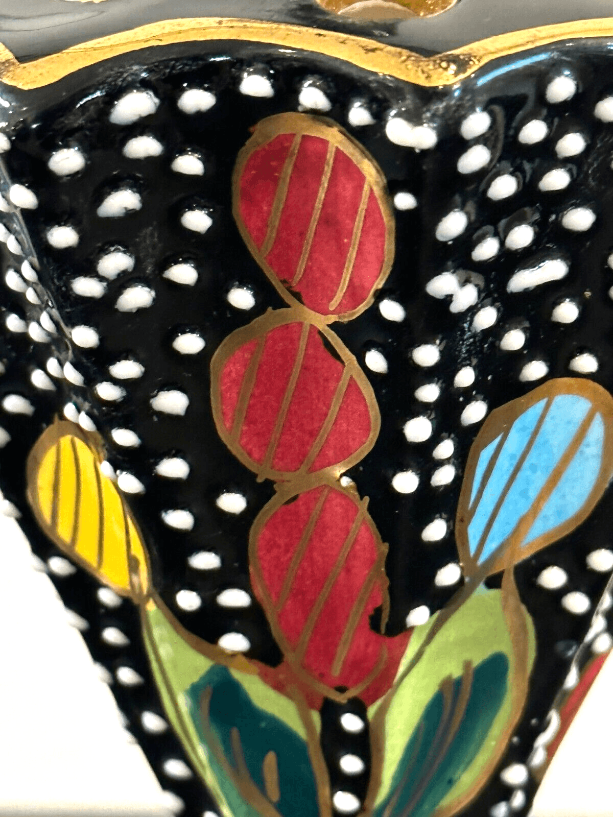 Vintage Mid-Century Italian Fima Deruta Black Gold Centerpiece & Desk Accessory - Thumbnail 2