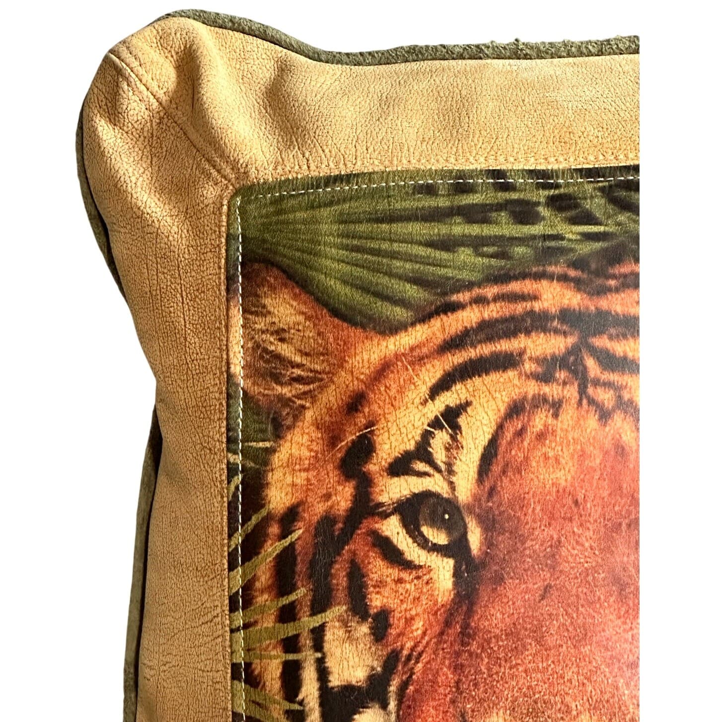 Sweetwater Trading Company Style Leather Tiger 19x16x8 Accent Throw Pillow - Thumbnail 3