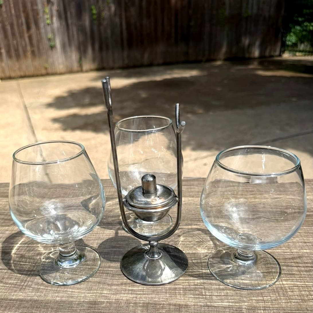 Leonard Silverplate Brandy Cognac Warmer Set w/3 Snifters Vintage Barware - Thumbnail 6