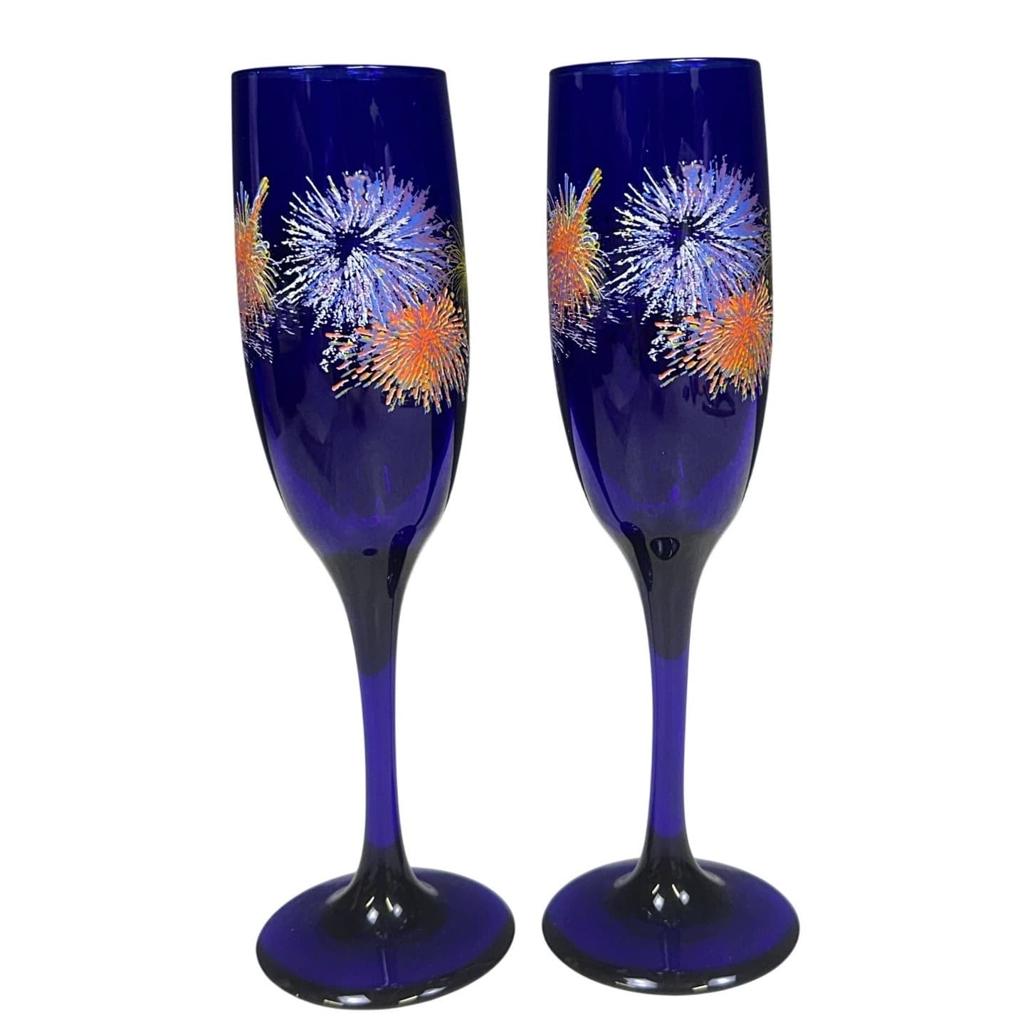 2000 The New Millenium" Pair of 9' Blue Fireworks Champagne Flutes - Thumbnail 3