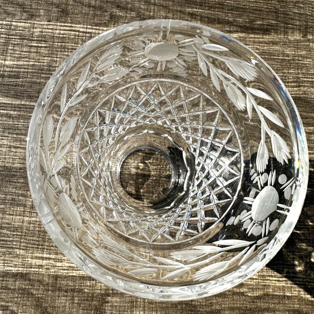 Cottagecore Vintage Crystal Glass Diamonds Etched Floral 2 1/4" Fit Shade(s) - Thumbnail 3