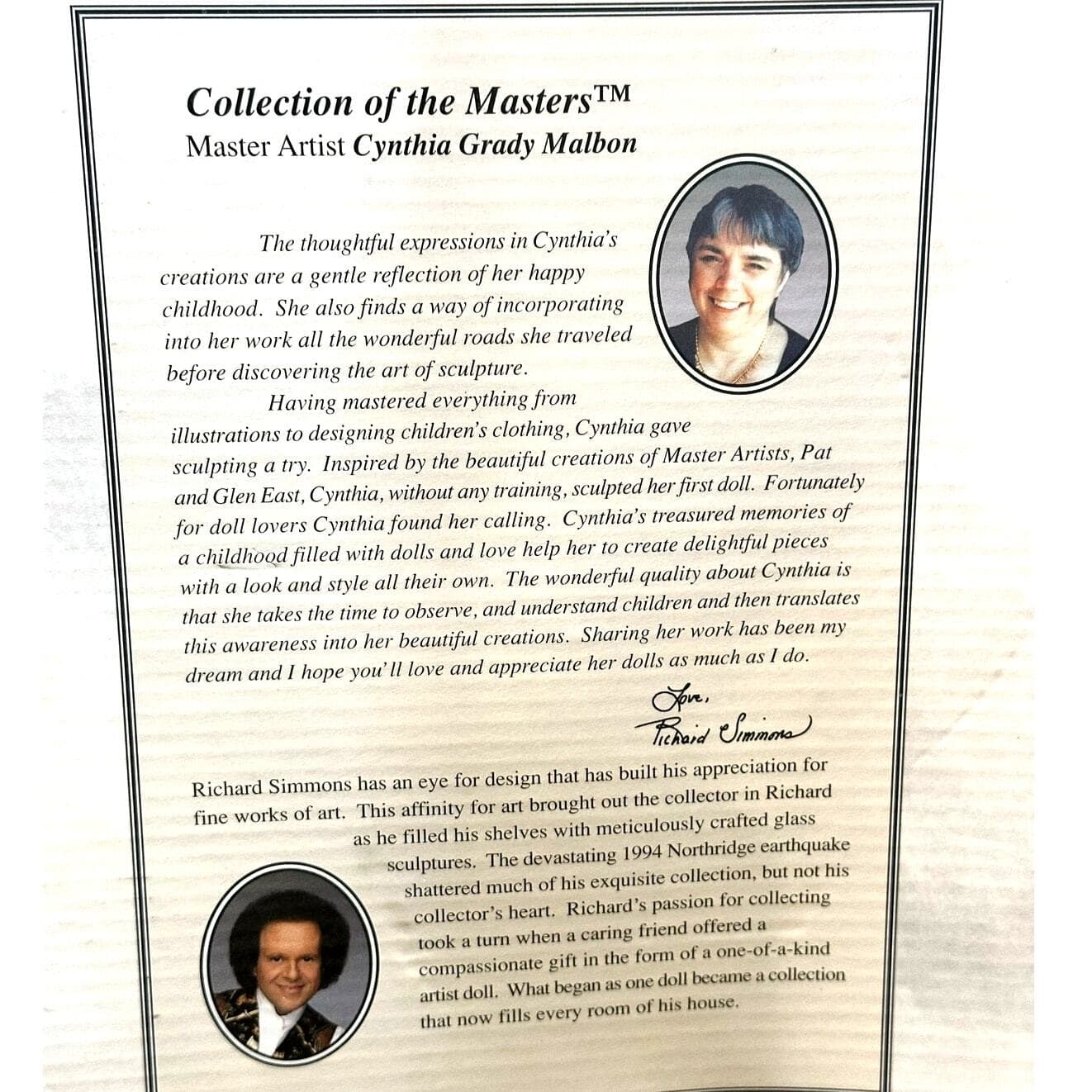 Collections of the Masters #823015 by Richard Simmons Signed "Patricia" - Thumbnail 6