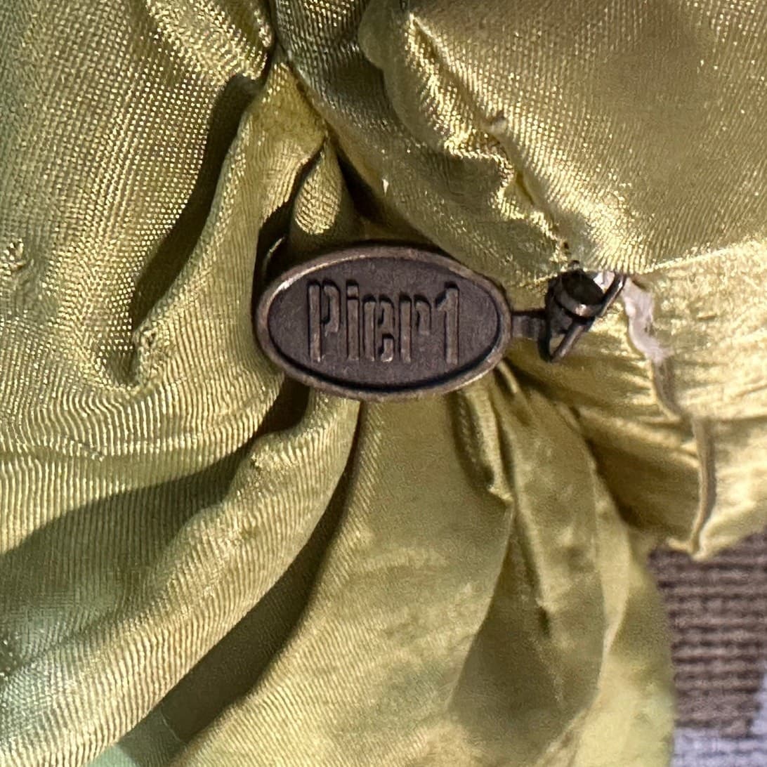 Pier 1 Satin 16" Square Sage Green Ruffled Throw Pillow - Thumbnail 3