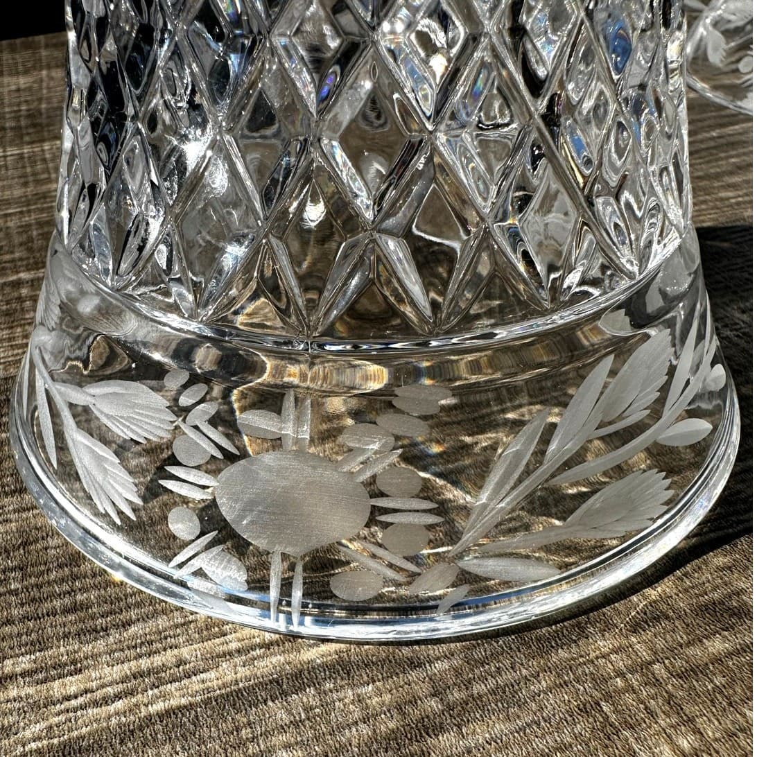 Cottagecore Vintage Crystal Glass Diamonds Etched Floral 2 1/4" Fit Shade(s) - Thumbnail 5