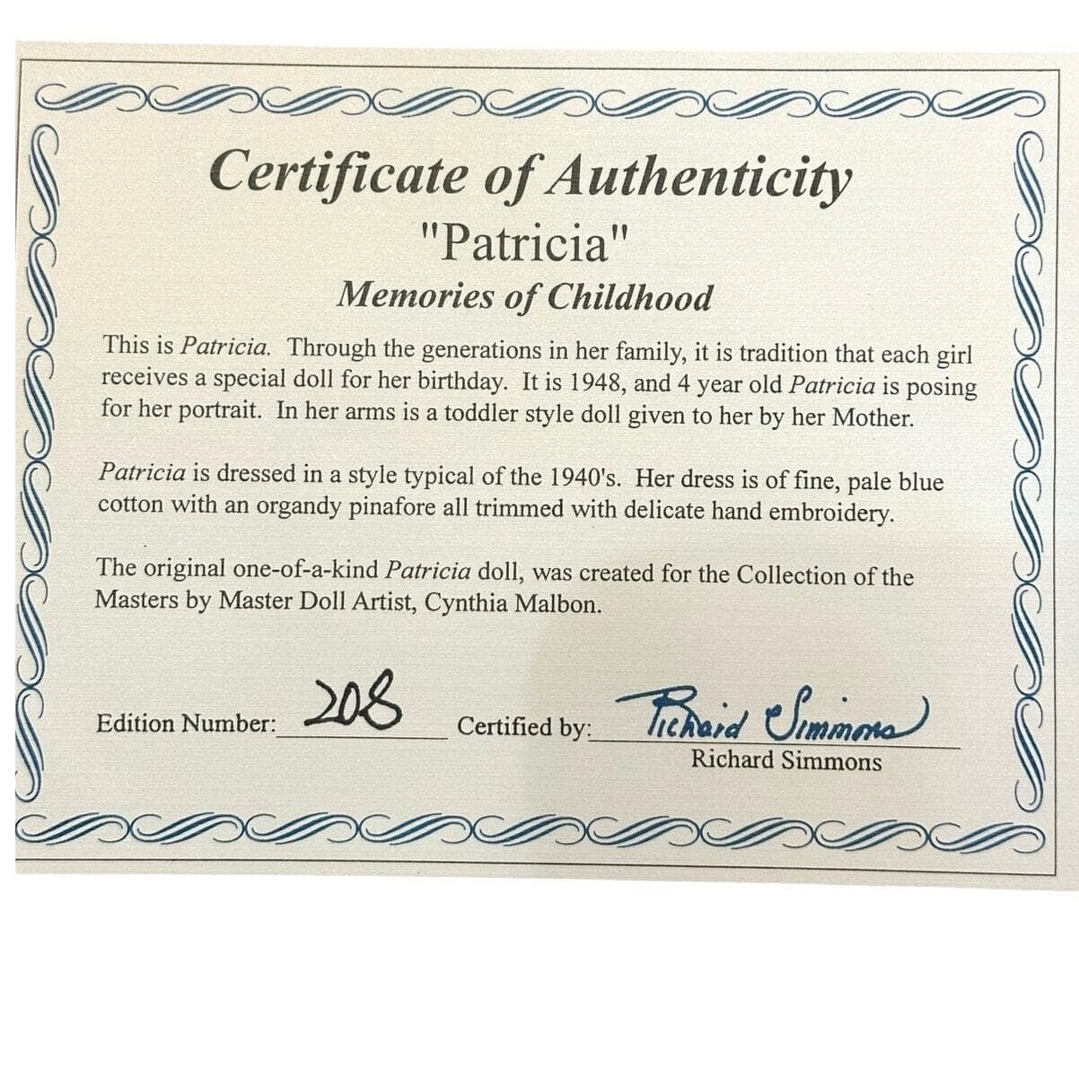 Collections of the Masters #823015 by Richard Simmons Signed "Patricia" - Thumbnail 7