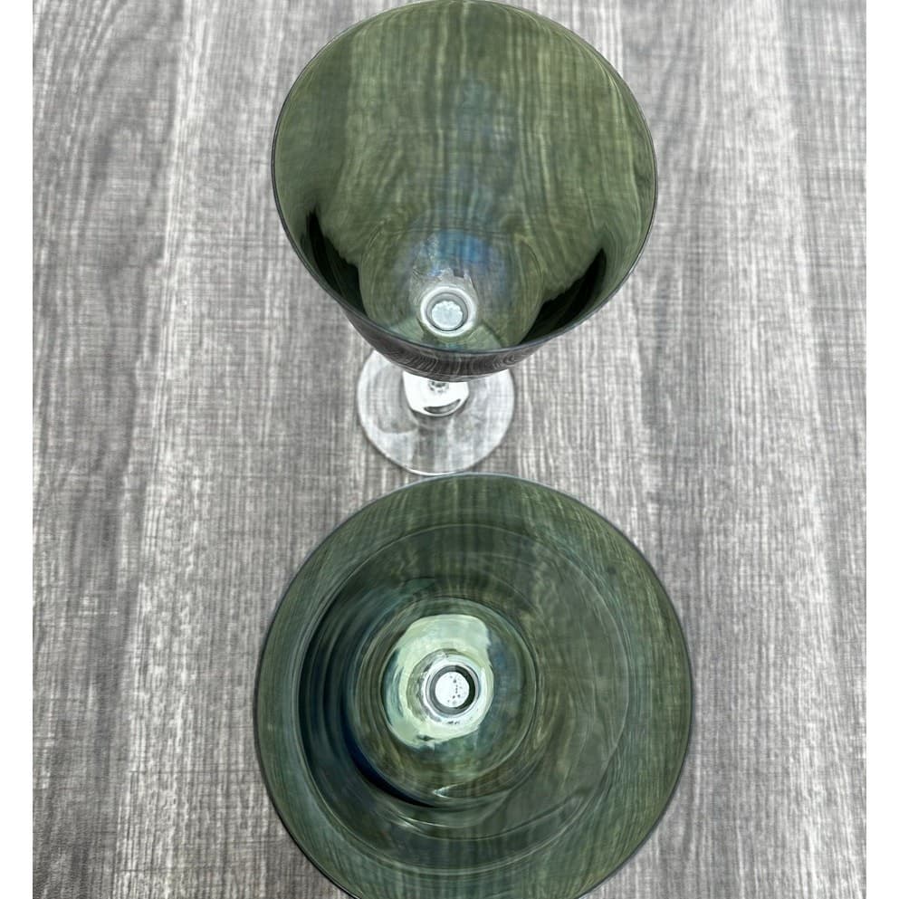 Crate & Barrel Retired 'Lyric' Light Green Ribbed Stem Water/Wine Goblets-Set 2 - Thumbnail 4