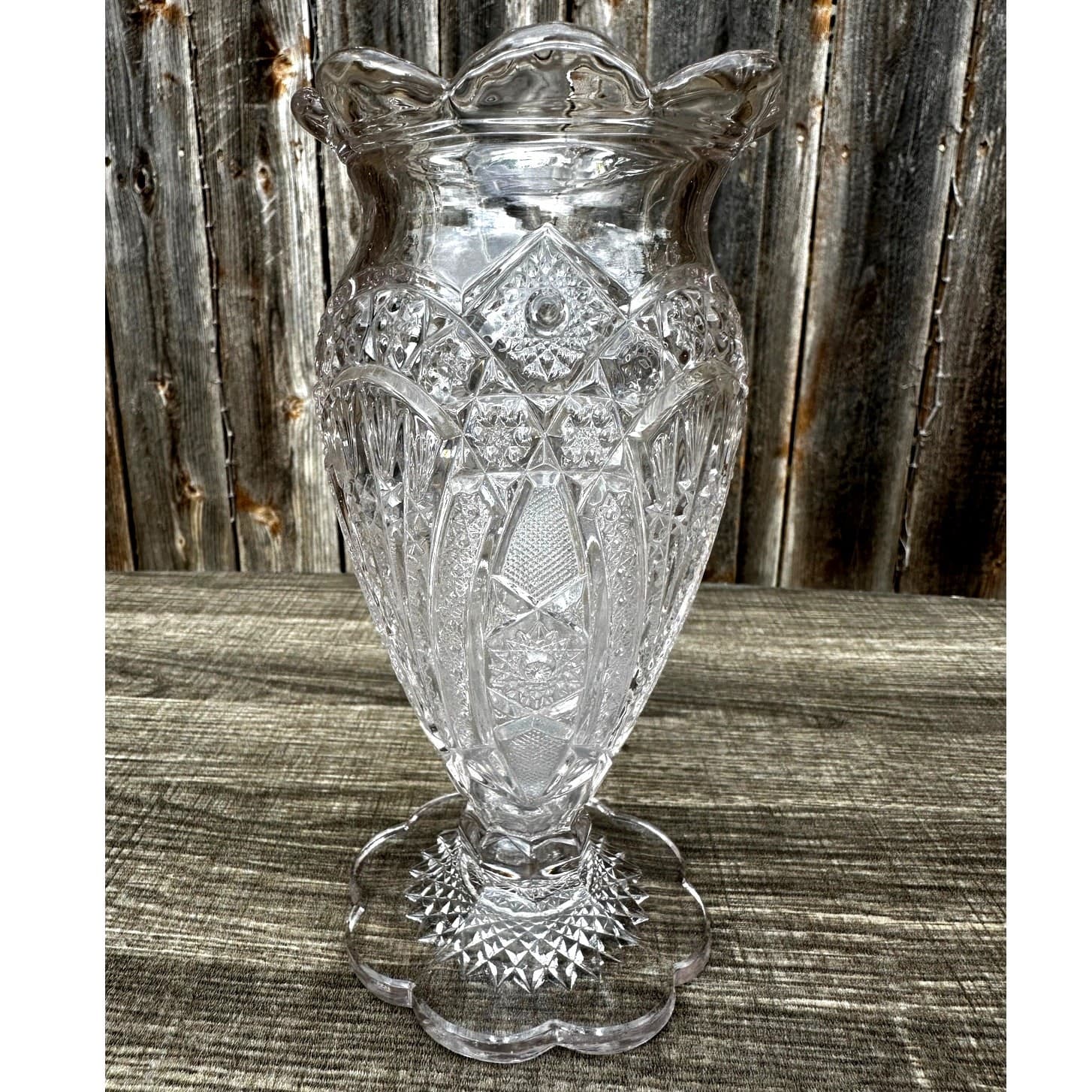 Antique 1900-1910 Duncan & Miller 'Homestead' American Brilliant Cut Glass Vase