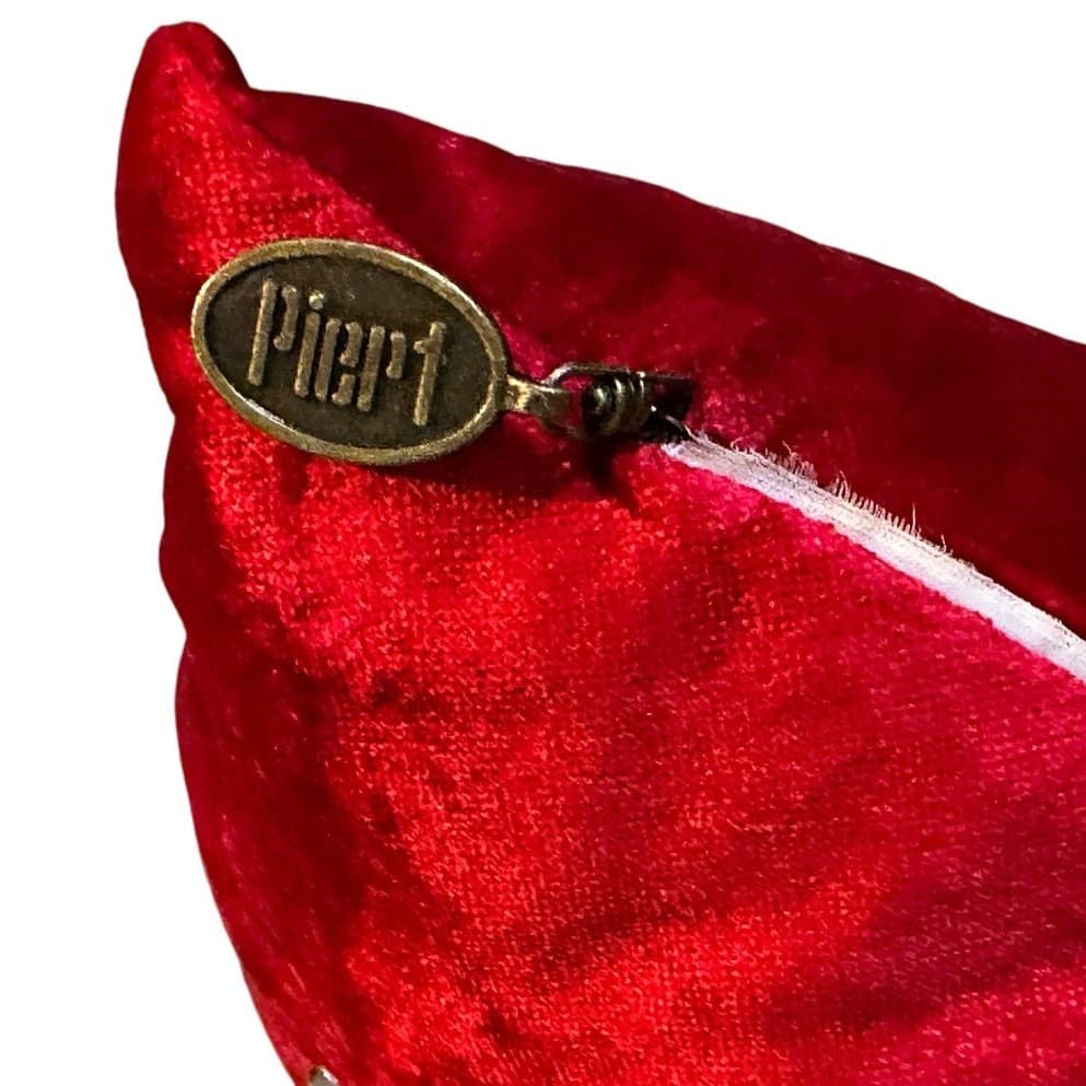 Pier 1 Red Velvet Rhinestone Snowflake 13" x 13" Accent Throw Pillow - Thumbnail 4
