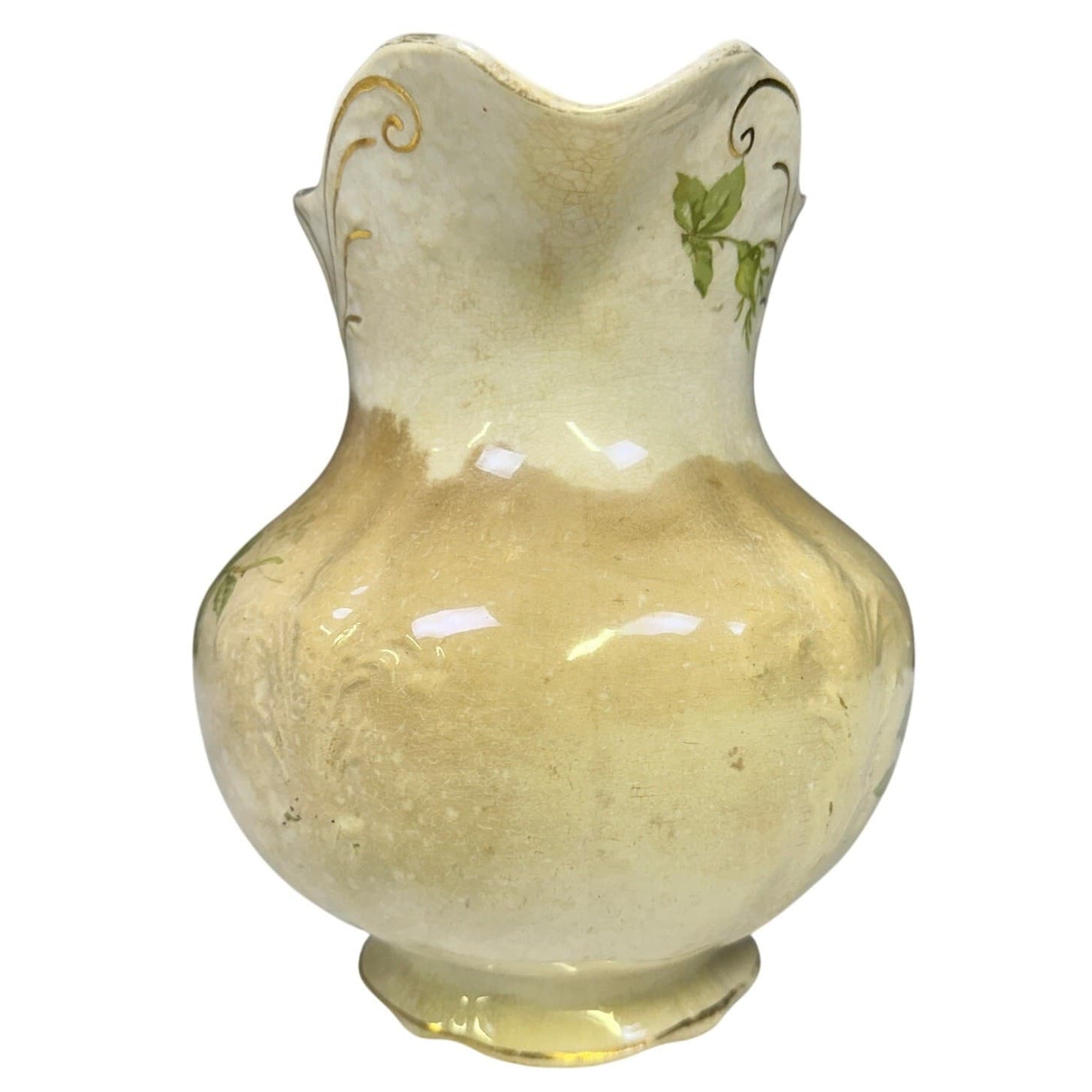 Buffalo Pottery Antique 7-3/4" Floral Pitcher - Thumbnail 4