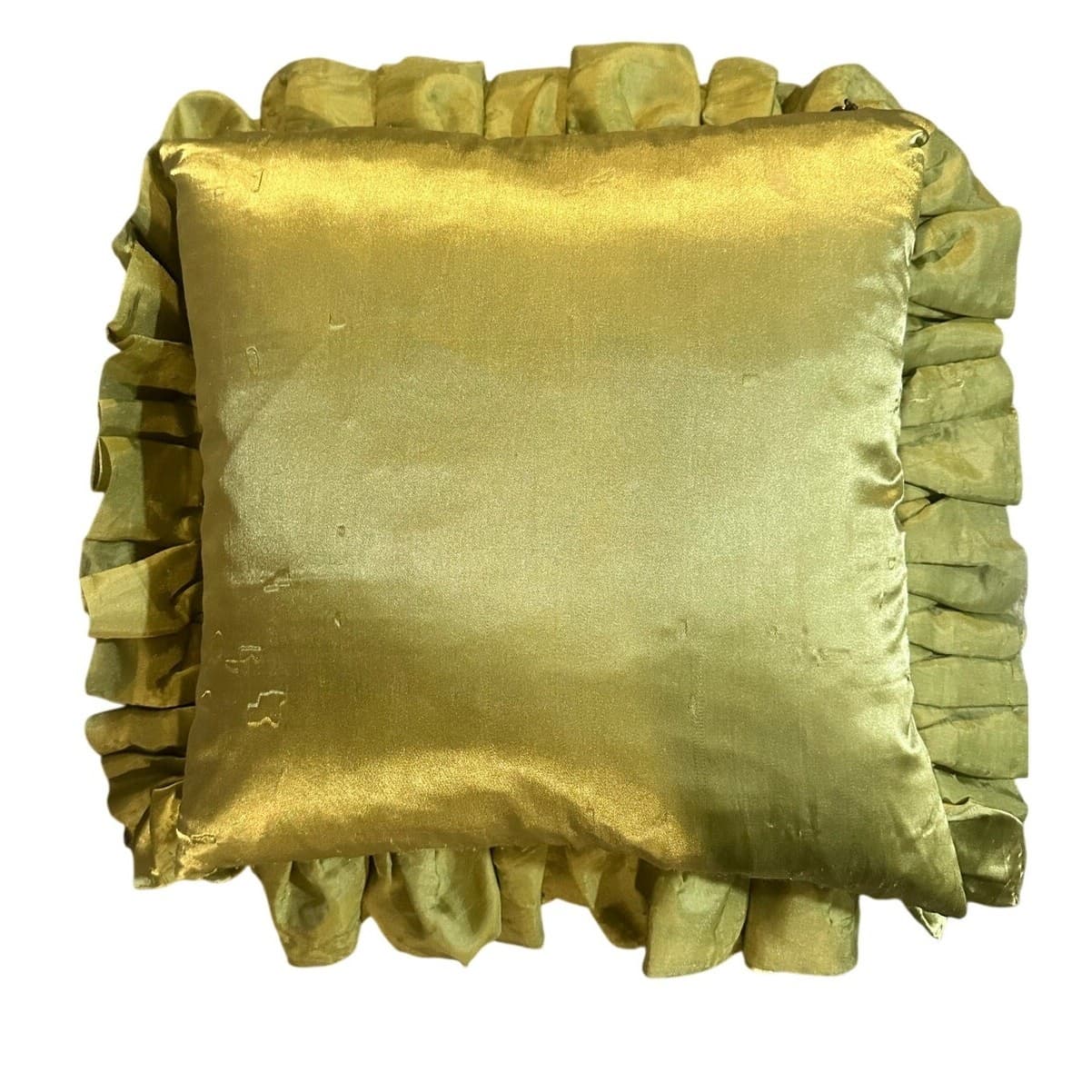 Pier 1 Satin 16" Square Sage Green Ruffled Throw Pillow - Thumbnail 2