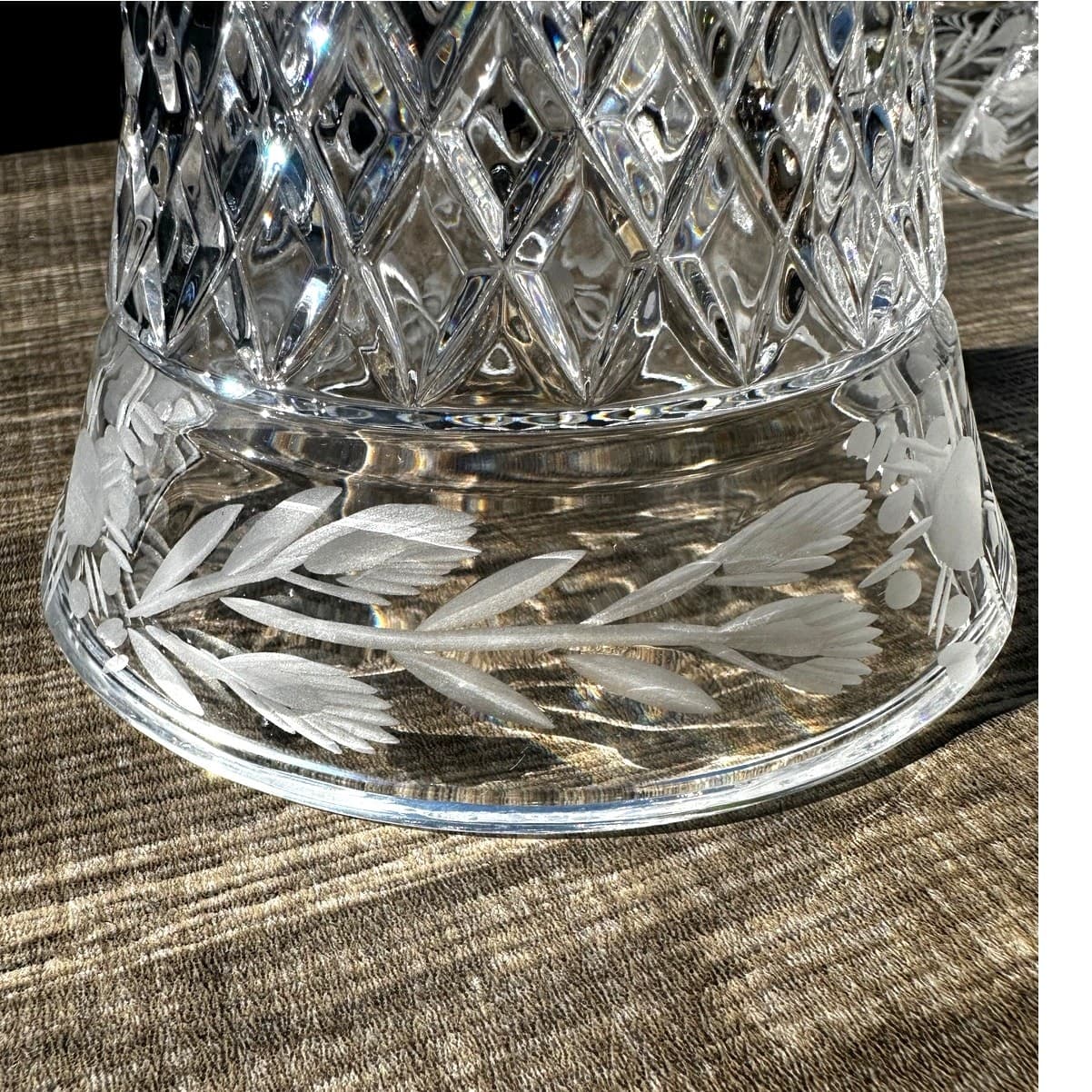 Cottagecore Vintage Crystal Glass Diamonds Etched Floral 2 1/4" Fit Shade(s) - Thumbnail 7