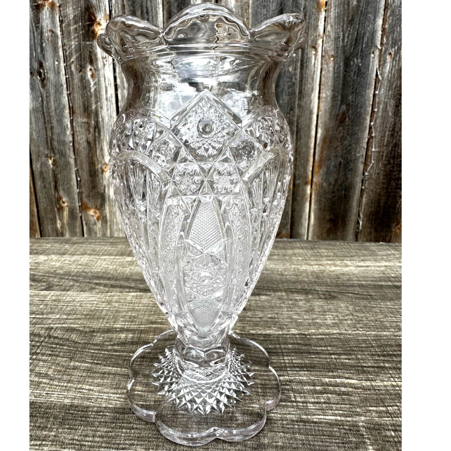 Antique 1900-1910 Duncan & Miller 'Homestead' American Brilliant Cut Glass Vase - Thumbnail 9