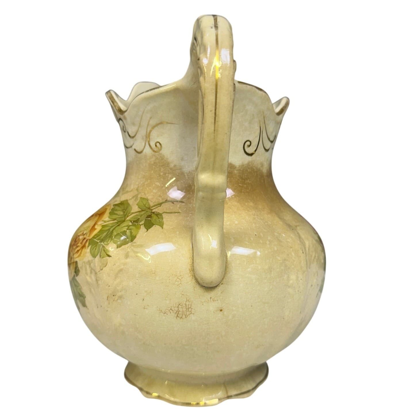 Buffalo Pottery Antique 7-3/4" Floral Pitcher - Thumbnail 2