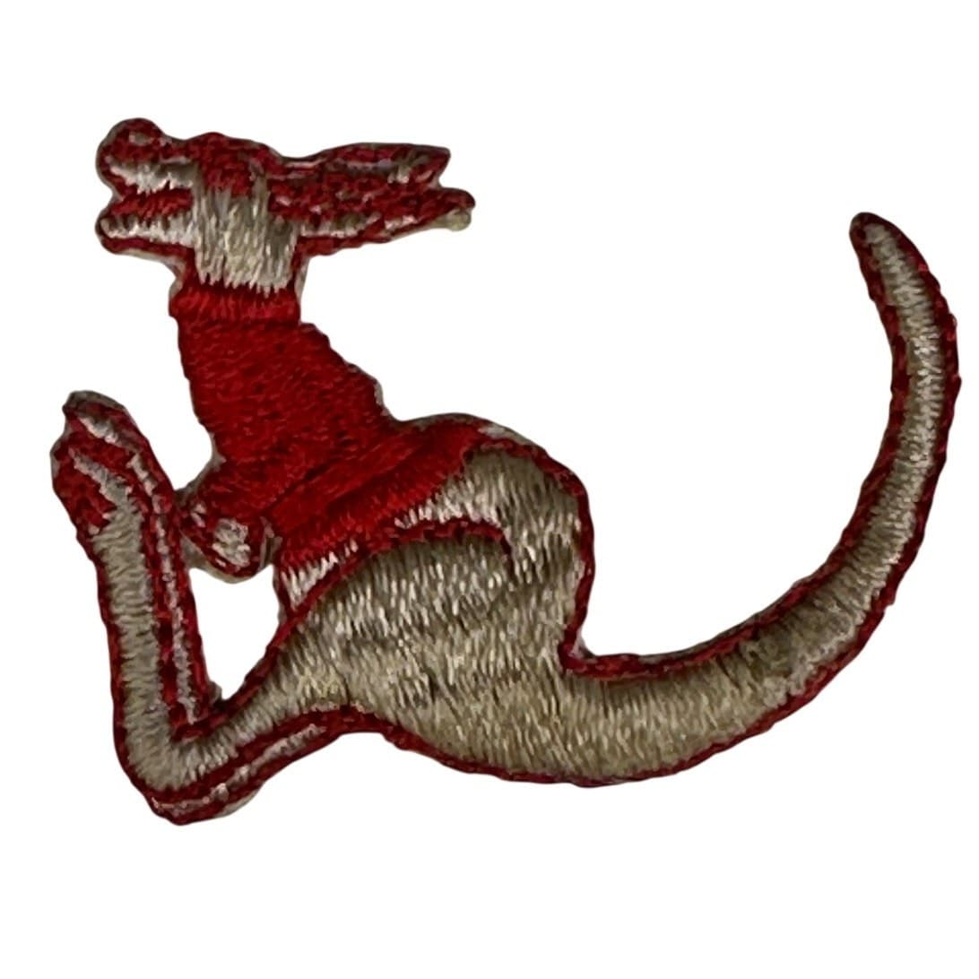 2 Embroidered Cloth Patches 1961 Bowling & Kangaroo with Red Sweater Vintage - Thumbnail 3