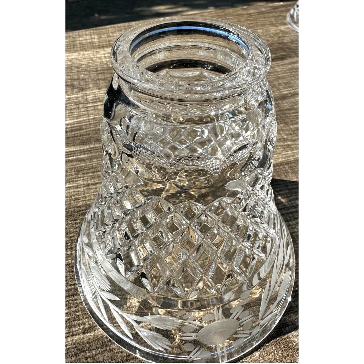 Cottagecore Vintage Crystal Glass Diamonds Etched Floral 2 1/4" Fit Shade(s) - Thumbnail 6