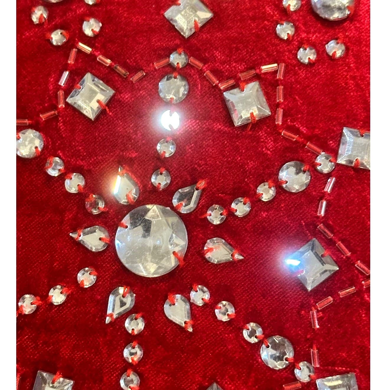 Pier 1 Red Velvet Rhinestone Snowflake 13" x 13" Accent Throw Pillow - Thumbnail 2