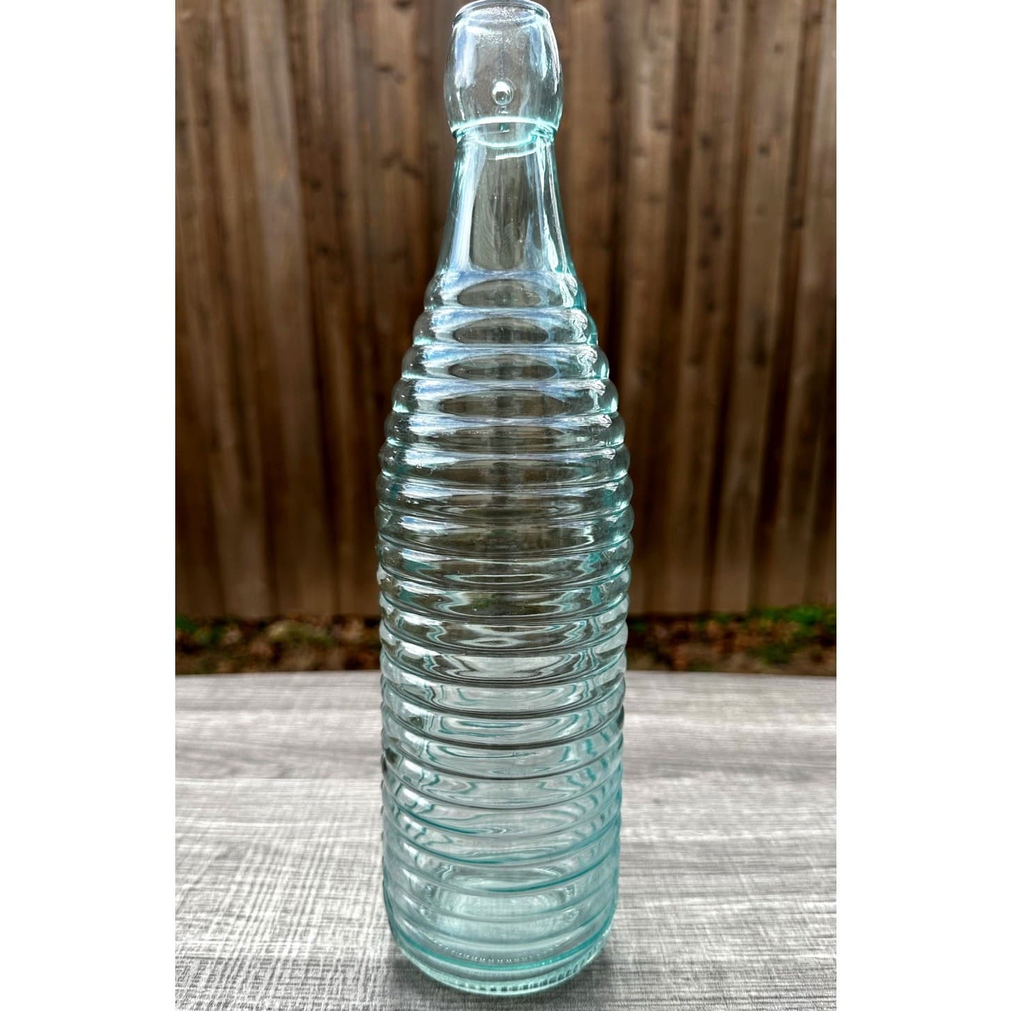 Turquoise Water Wine Goblets-Set of 5 with Contemporary Ribbed Serving Bottle - Thumbnail 4