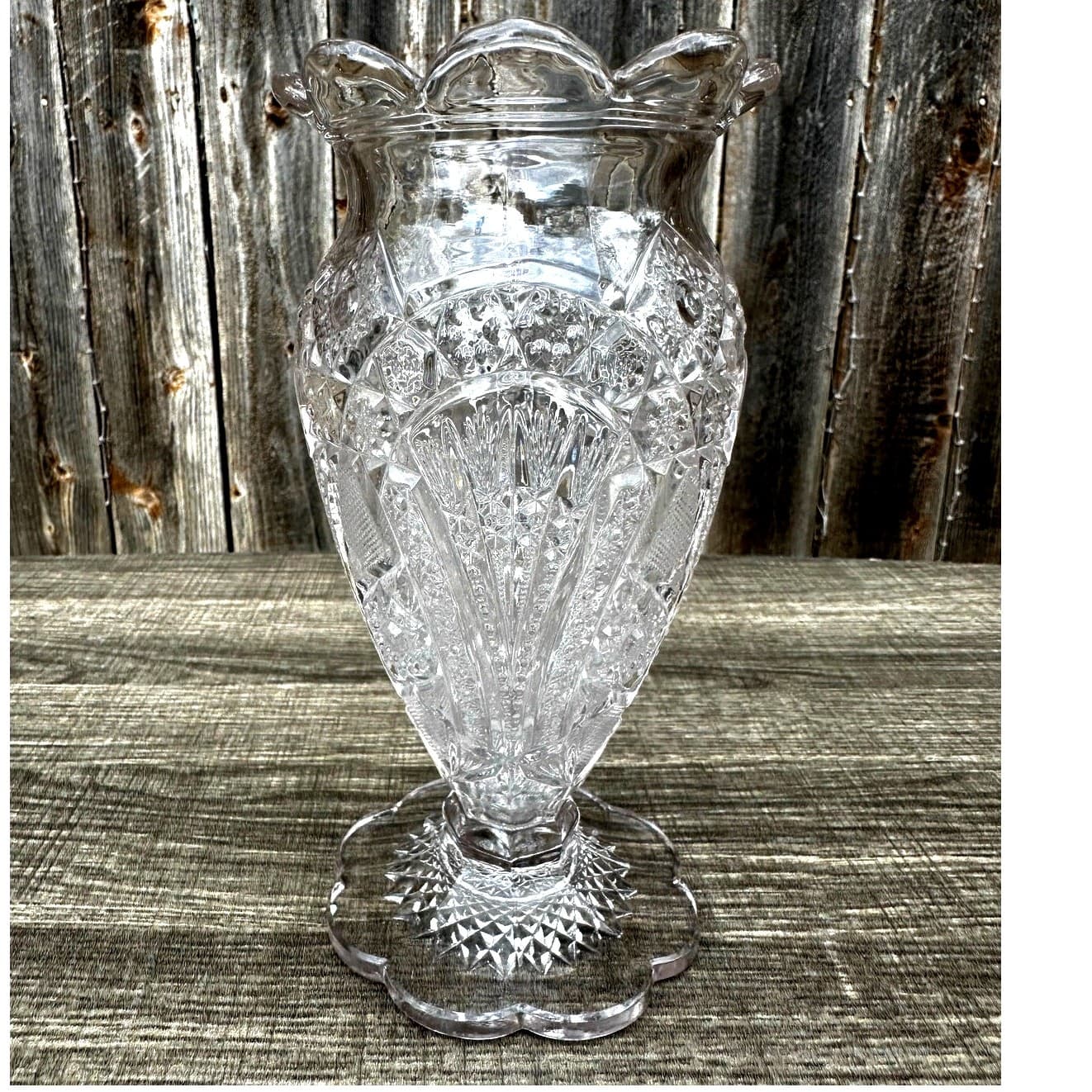 Antique 1900-1910 Duncan & Miller 'Homestead' American Brilliant Cut Glass Vase - Thumbnail 4