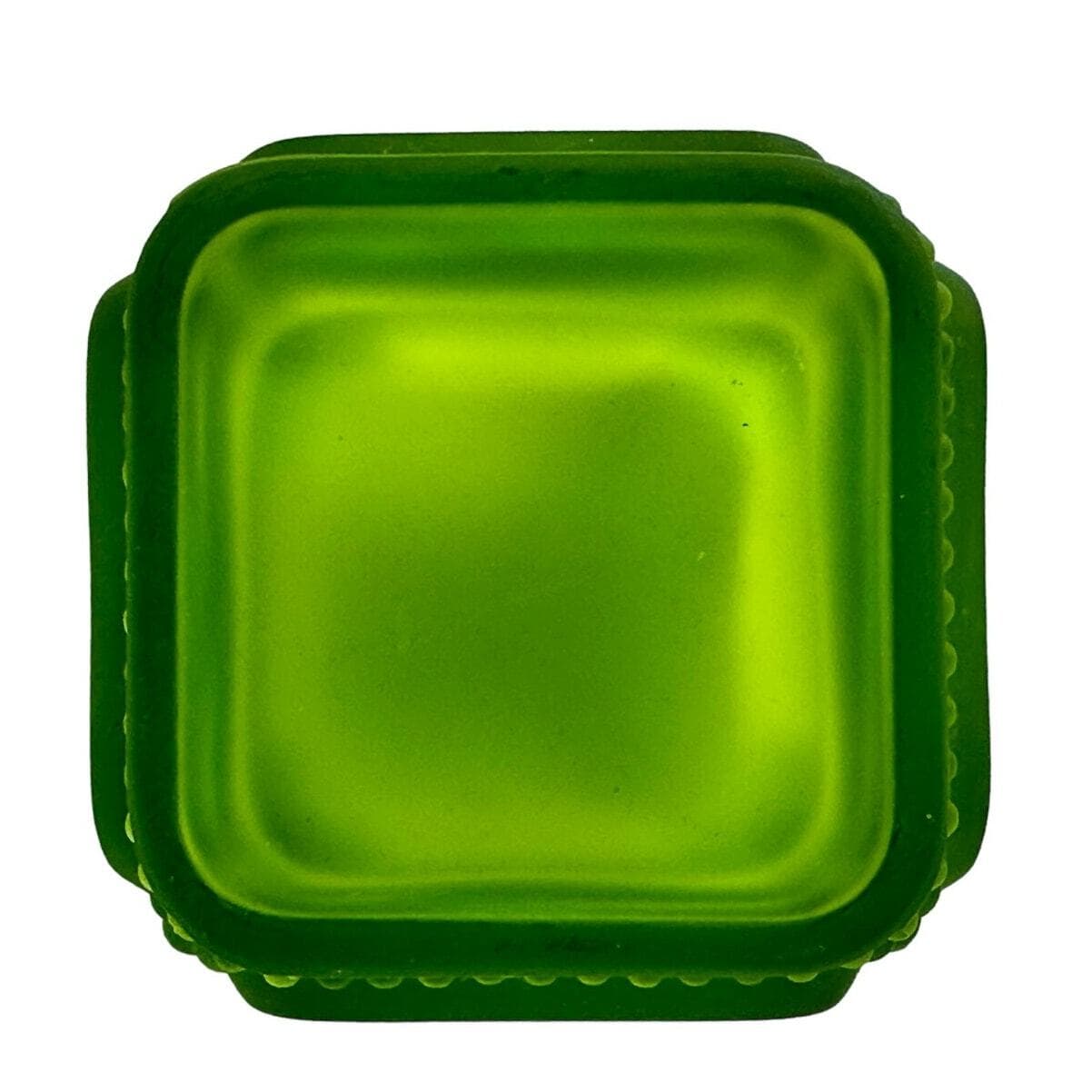 Westmoreland Green Satin Glass Trinket Box Handpainted Daisies-Vintage Excellemt - Thumbnail 7