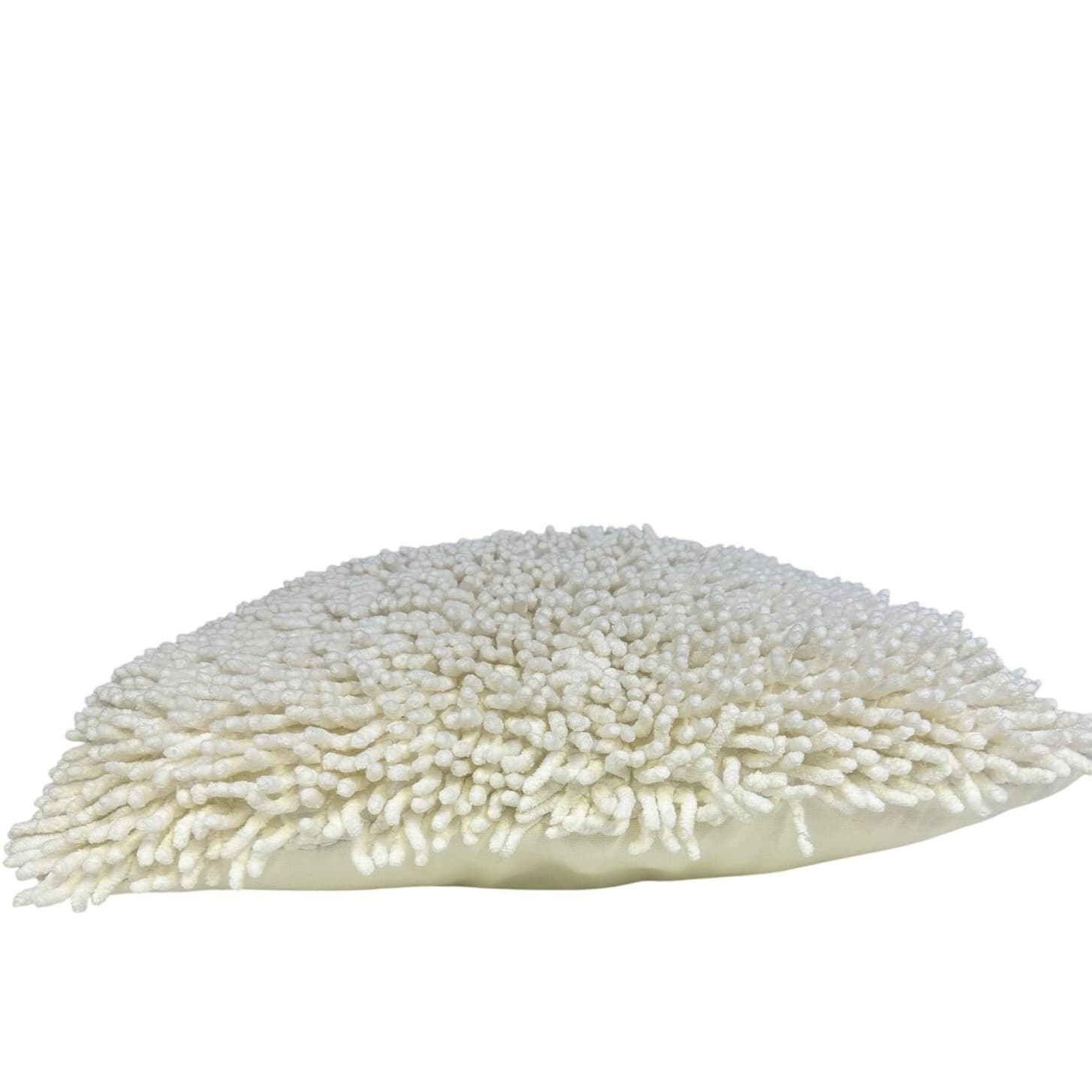 Chunky Shag Finger Velvety Spongy 20x 20 Ivory Throw Pillow-Comfy and Stylish - Thumbnail 2