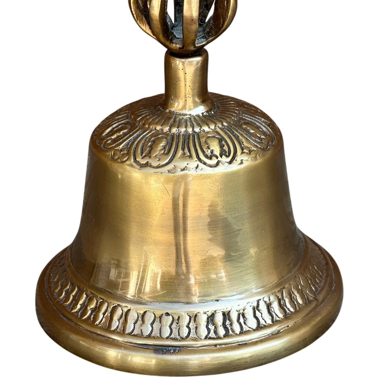 Tibetan Buddhist Meditation Ritual 10" Bell Brass Embellished Handle-Rare - Thumbnail 5