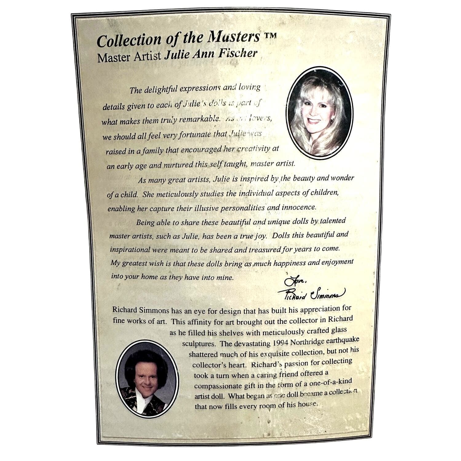 Collections of the Masters 823074 Richard Simmons Signed "Angel of My Heart"-New - Thumbnail 3