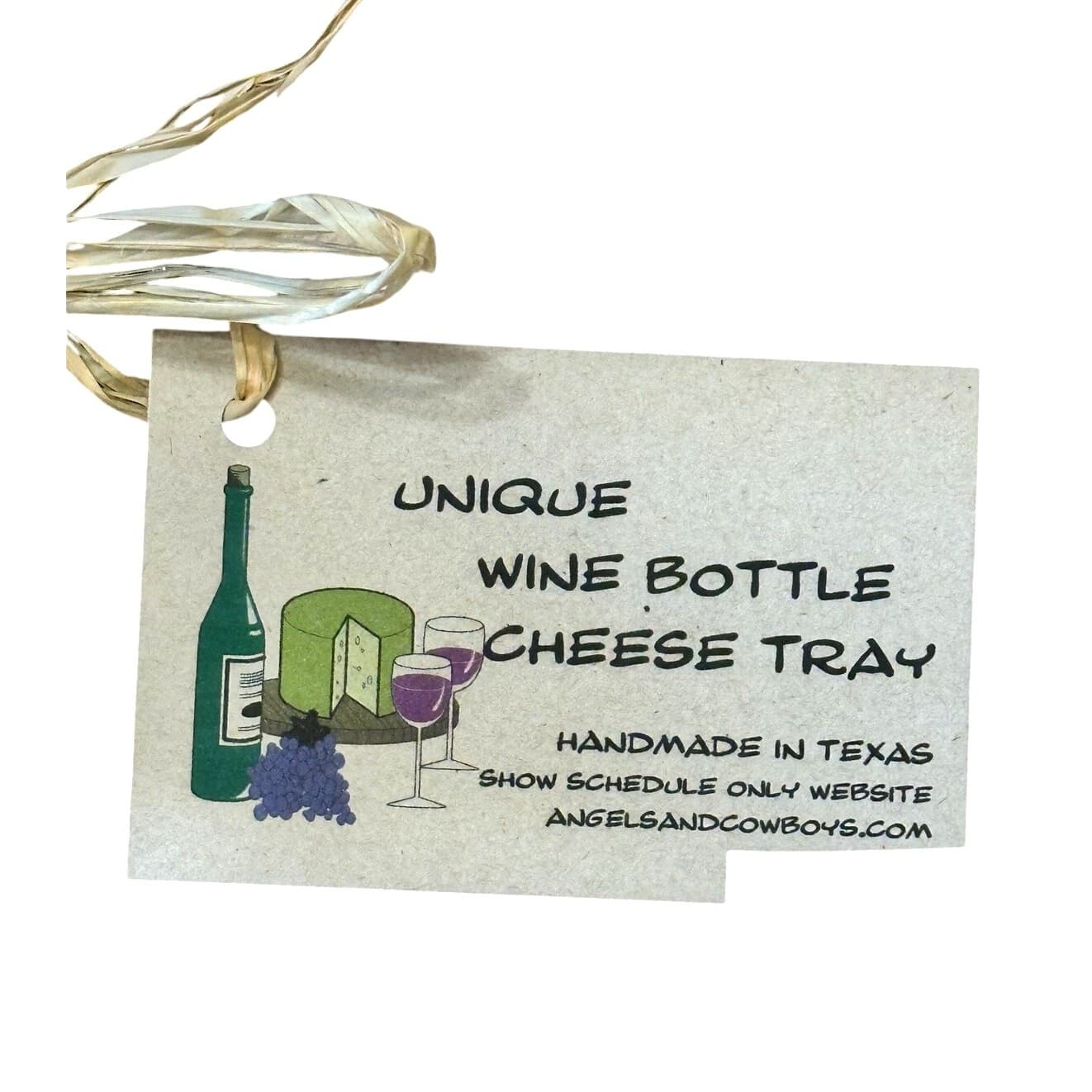 Unique Wine Bottle Cheese Tray w/Grape Handle Spreader 'Made in Texas' - Thumbnail 4