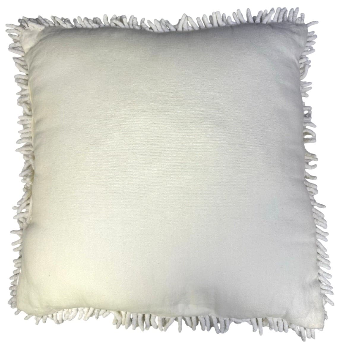 Chunky Shag Finger Velvety Spongy 20x 20 Ivory Throw Pillow-Comfy and Stylish - Thumbnail 3
