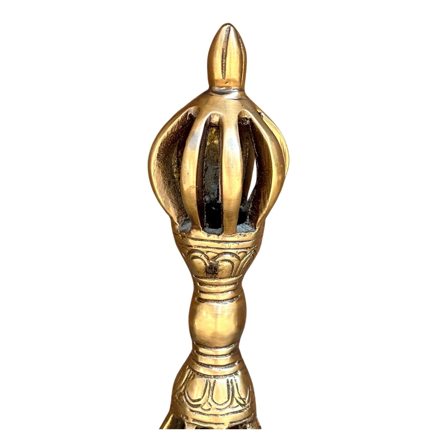 Tibetan Buddhist Meditation Ritual 10" Bell Brass Embellished Handle-Rare - Thumbnail 2