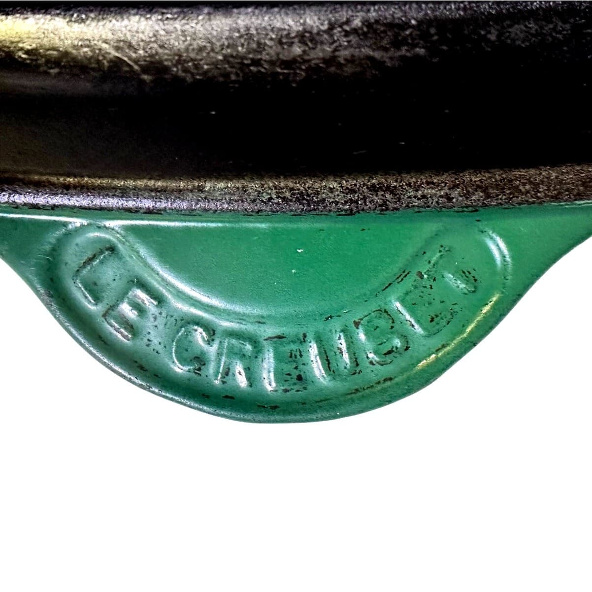 Le Creuset France #32 Oval Emerald Green 9”x12.5" Cast Iron Grill Pan/Skillet - Thumbnail 4