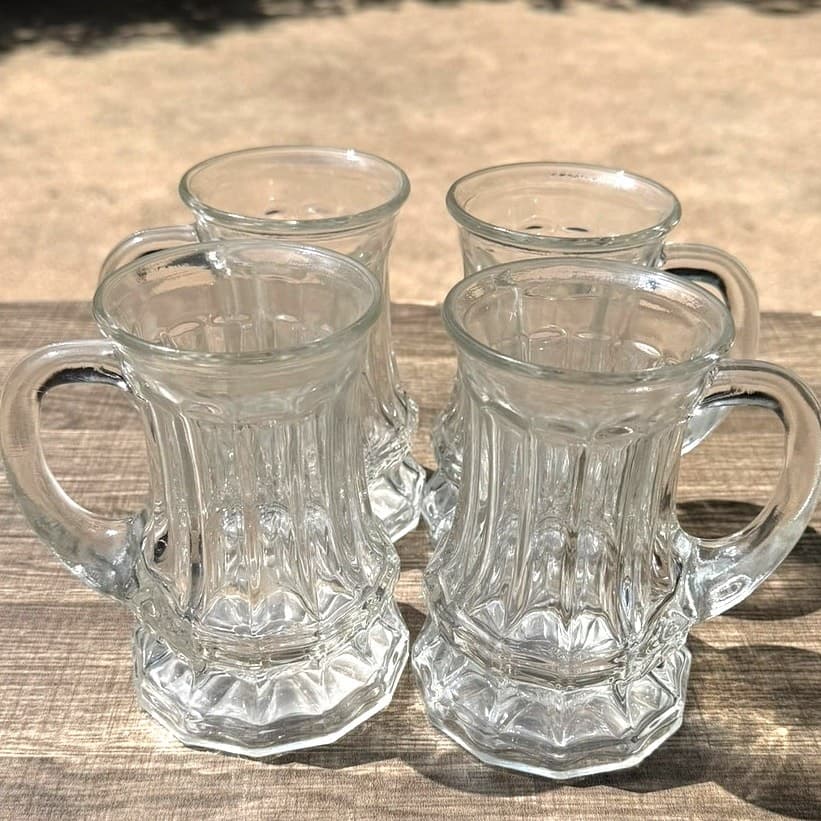 WMF Clear Glass Vintage 5.75" Pedestal Mugs Footed Tankards Barware -Set of 4 - Thumbnail 4