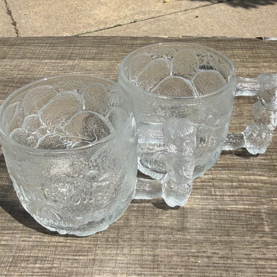 Vintage 1993 McDonalds Flintstones RocDonalds Glass Mugs Set Of 2 Bone Handle - Thumbnail 3